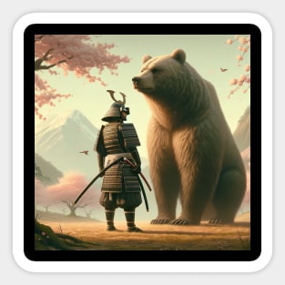 Bear and samurai Sticker